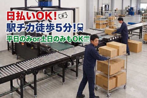 通販商品が入った箱・封筒を計測機械に流す作業　土日のみでもOK！