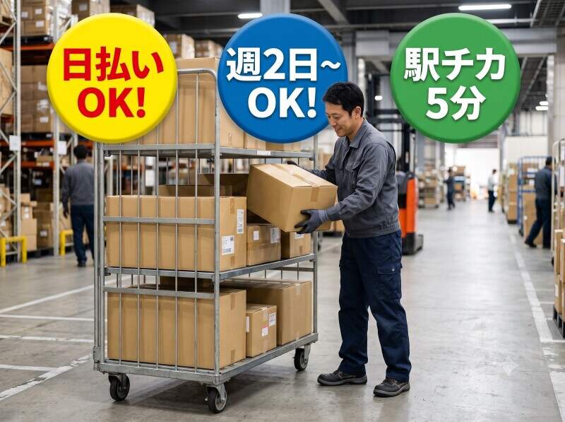 通販商品のピッキング！駅徒歩5分・空調完備