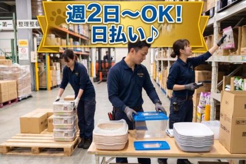 ペット商品の検品・棚入れ！無料送迎バスあり