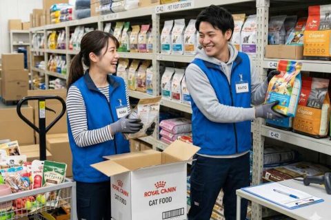 ペット商品のピッキング！無料送迎バスあり