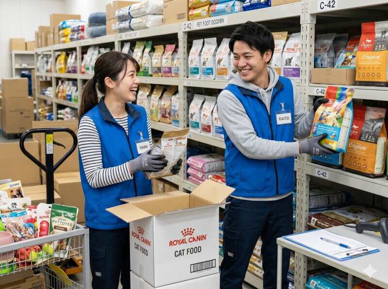 ペット商品のピッキング！無料送迎バスあり